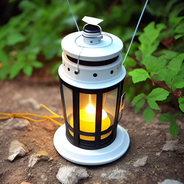 Une Lanterne Pour Aventure Camping Décoration — Image vectorielle