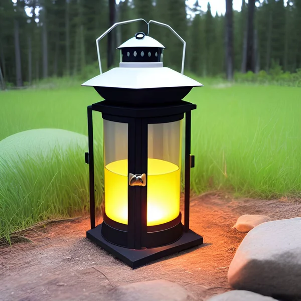 Una Lanterna Aventura Campeggio Decorazione — Vettoriale Stock