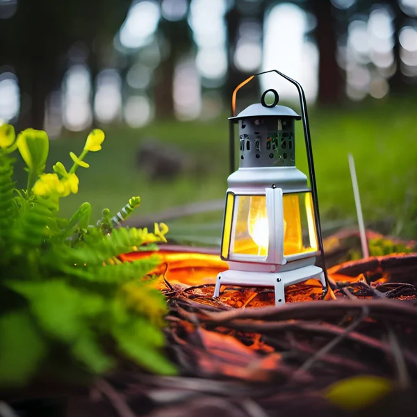 Uma Lanterna Para Aventura Camping Decoração — Vetor de Stock
