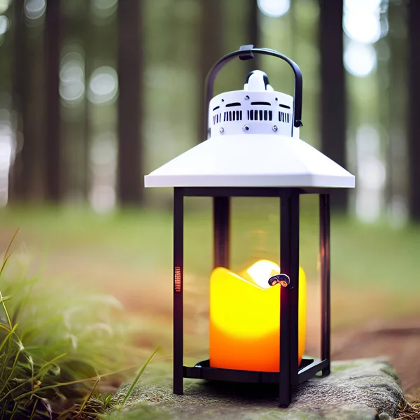 Una Lanterna Aventura Campeggio Decorazione — Vettoriale Stock