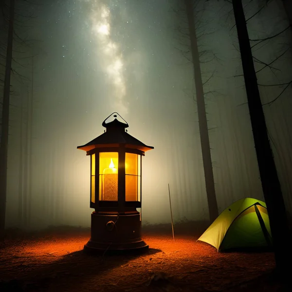 Una Linterna Para Aventura Camping Decoración — Vector de stock