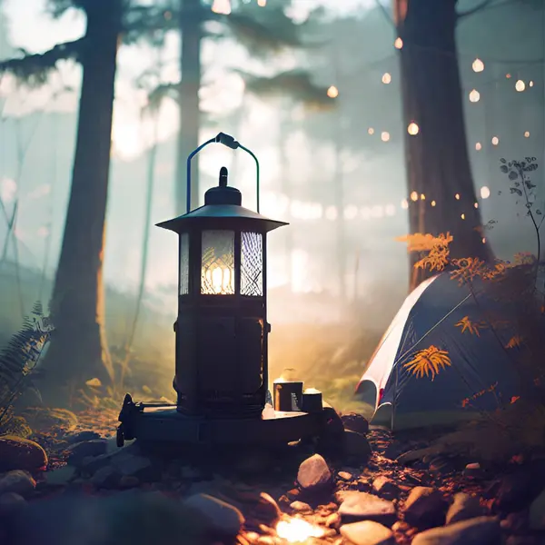 Egy Lámpás Aventure Camping Vagy Dekoráció — Stock Vector