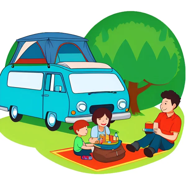 stock vector people camping on vacation