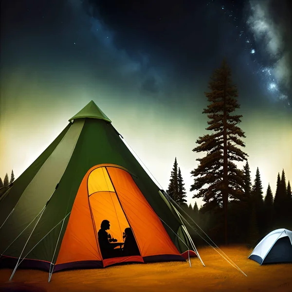 People Camping Vacation — Stock Vector
