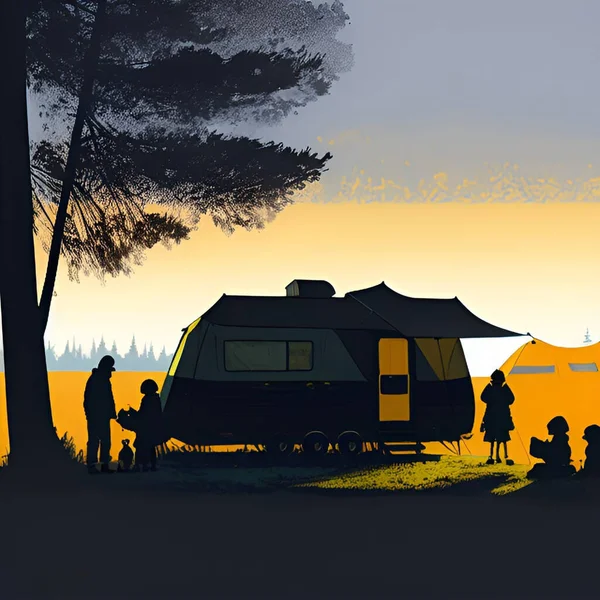 度假露营的人 — 图库矢量图片