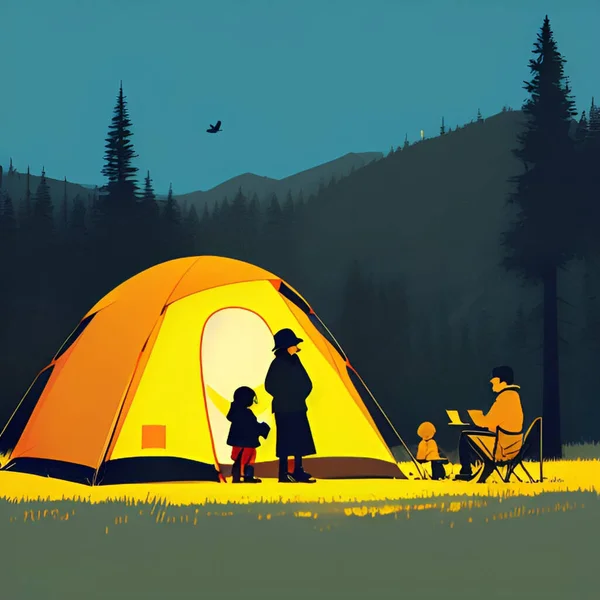 度假露营的人 — 图库矢量图片