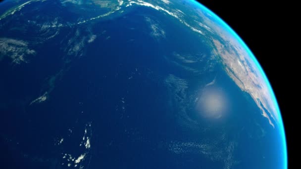Animation Earth Seen Space Globe Spinning Satellite View Dark Background — Stok video
