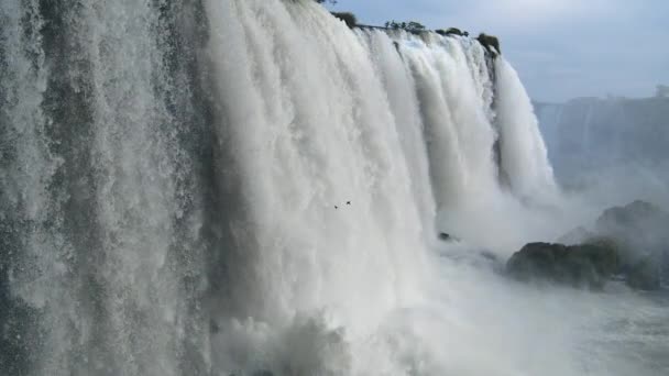 Slow Motion Iguazu Waterfalls Largest Waterfalls Planet Frontier Brazil Argentina — Stock Video