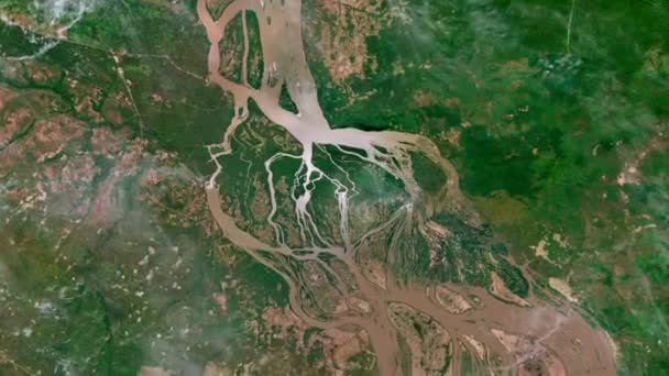 Vista Aérea Del Río Mekong Cuando Las Lluvias Monzónicas Crean — Vídeo de stock