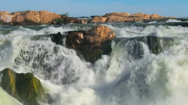 Вид Воздуха Реку Меконг Муссонные Дожди Создают Колоссальный Всплеск Воды — стоковое видео