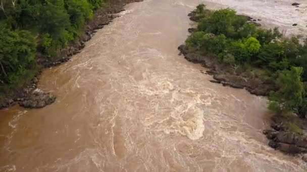 Вид Воздуха Реку Меконг Муссонные Дожди Создают Колоссальный Всплеск Воды — стоковое видео