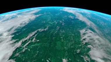 Rusya 'nın Boreal Ormanı' nın güney ucundaki hava manzarası. Uzaydan 3d canlandırma.