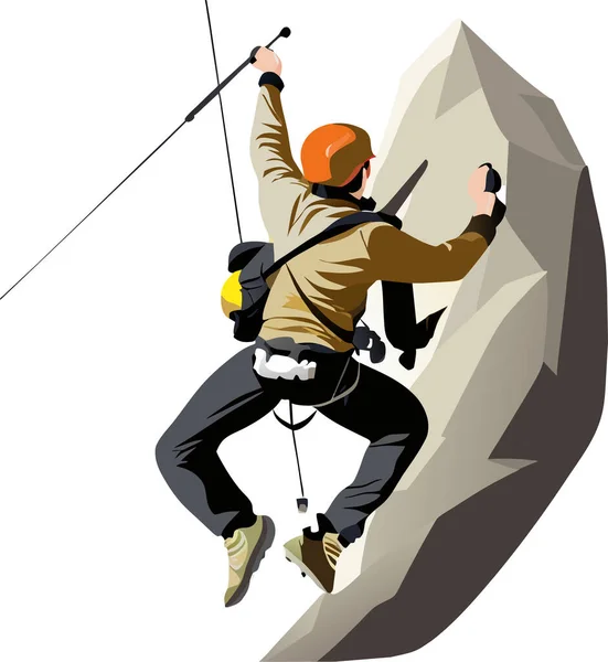 Climbing Sportsman White Background — Stock Vector