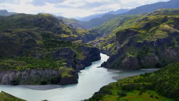 Aerial Landscape Andean Range Lies Patagonia National Park — Stock Video