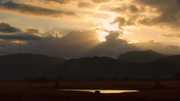 Timelapse Landscape View Tsavo National Park Sunset Keňa — Stock video