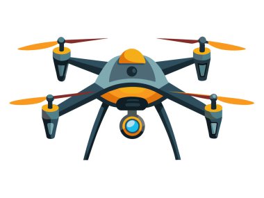 Beyaz arka planda uçan parlak bir dron. Üretici yapay zeka.