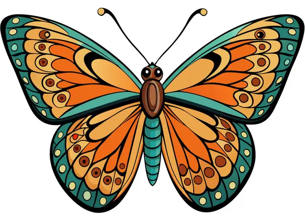 Stock vector A detailed vector graphic of a butterfly with intricate wing patterns. Generative AI.