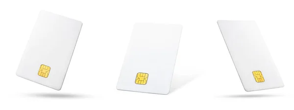 Πλαστικά Πρότυπα Πιστωτικών Καρτών Τράπεζας Κενή Πιστωτική Κάρτα Τσιπ Λευκό — Φωτογραφία Αρχείου