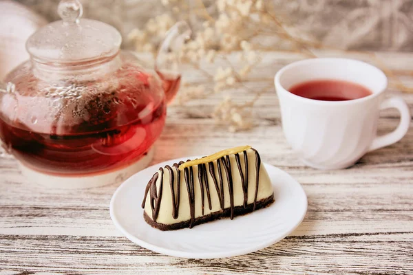 Эстетика Безглютеновый Сахар Десерт Манго Ягодами Чай Здоровый Веганский Завтрак — стоковое фото