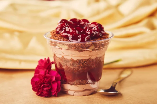 Dreamy Escapism Dessert - Natural sugar free, vegan, healthy layered dessert with fresh cherry.