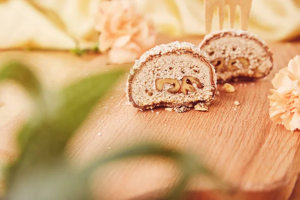 Glutenfreie Und Zuckerfreie Handgemachte Vegane Kekse Der Nussabteilung Großaufnahme Dreidimensionaler — Stockfoto