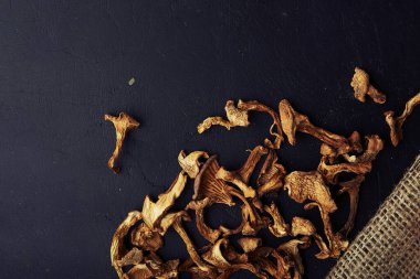 Organik vahşi yiyecekler - yenilebilir portakal chanterelle, antioksidan zengini mantarlar, düşük ekolojik ayak izi, sürdürülebilir ürün. Boşluğu kopyala.