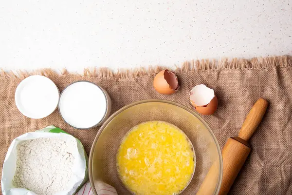 stock image Rustic Baking - orange Peel Enhancing the Flavor of Home Baked Goods. Recipe with eggs, wholegrain flour, sugar and kefir