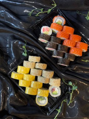 Sushi, üst katı kapat. Geleneksel Japon Yemekleri