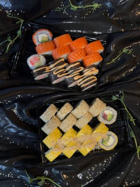 Sushi, üst katı kapat. Geleneksel Japon Yemekleri