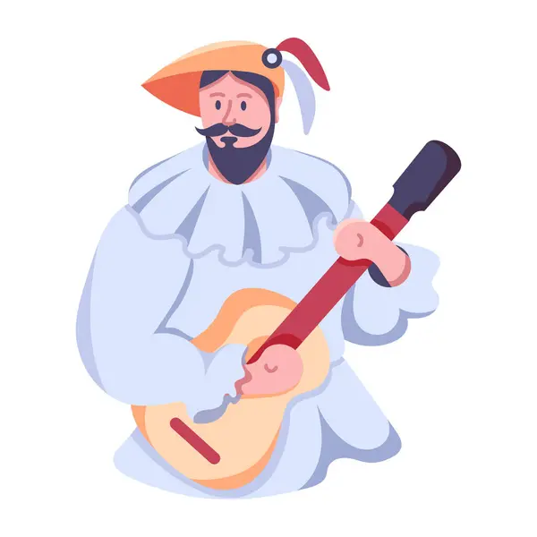 stock vector Premium flat icon of a medieval minstrel 