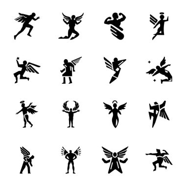 Pack of Greek Angels Solid Icons  clipart