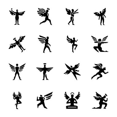 Pack of Greek Angels Solid Icons  clipart