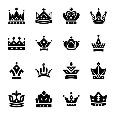 King Crown Katı Simgelerinin Koleksiyonu 
