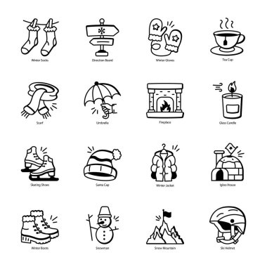 16 Diwali Doodle Simgesi Paketi 