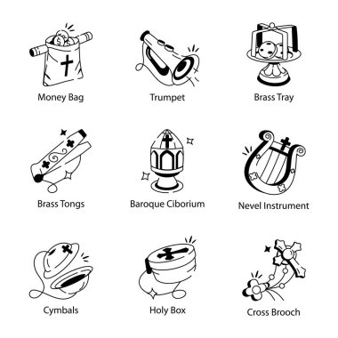 Pack of Religious and Spiritual Doodle Icons clipart