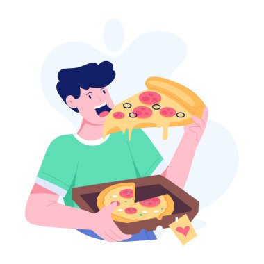 A flat style illustration of pizza lunch  clipart