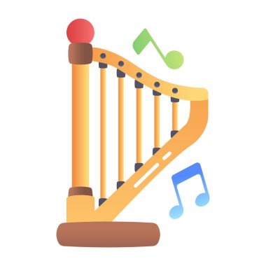 Harp icon in flat style  clipart