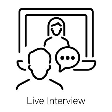 A line style icon of live interview  clipart