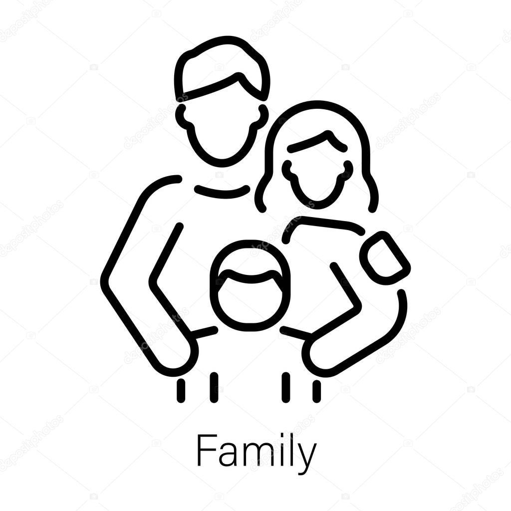 A linear style icon of a family