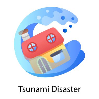 Tsunami felaketinin düz bir simgesi. 