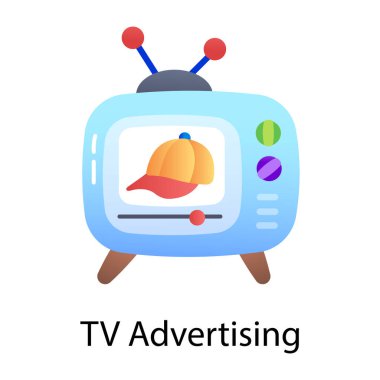 A flat icon of tv advertising  clipart