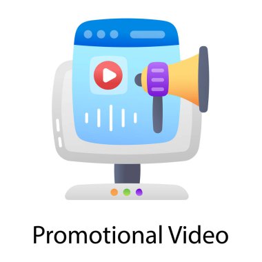 Promosyon video içeriğinin düz bir simgesi 