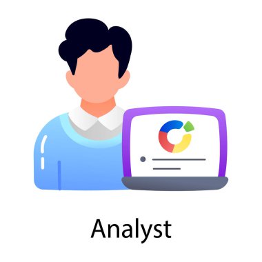 An icon of data analyst in flat style  clipart