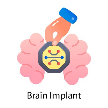 Beyin implantının düz bir simgesi. 