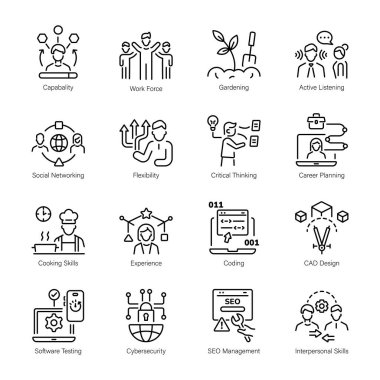 Skills Doğrusal Biçim Simgelerinin Koleksiyonu 