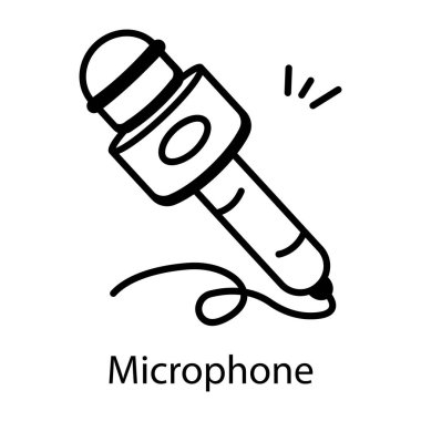 A line style icon of microphone  clipart