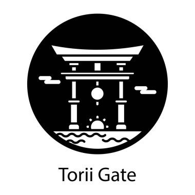 A filled style icon of torri gate  clipart