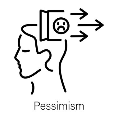 Pessimism icon in outline style clipart