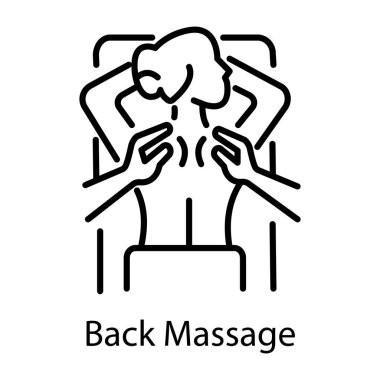 A linear icon of a woman taking back massage   clipart