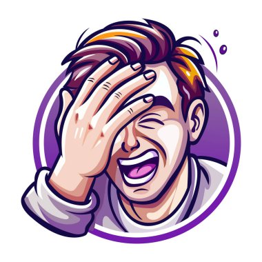 Komik gülüşün düz stil çıkartması. 